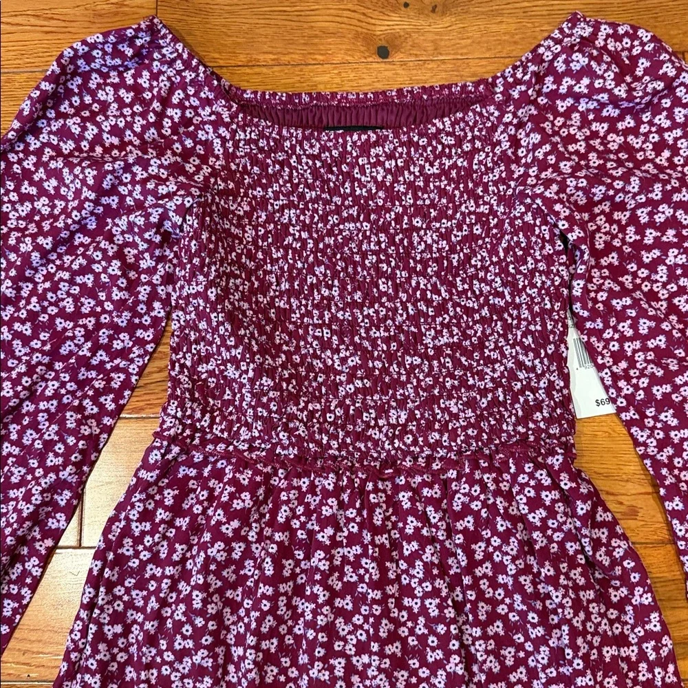 WITH JULES‎ Kids Floral Burgundy Dress with Long Sleeves Size 16